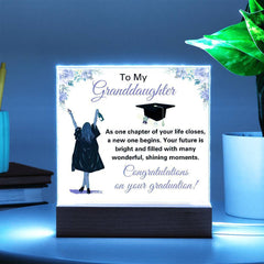 Personalized Graduation Acrylic Plaque for Granddaughter – Elegant Keepsake Gift