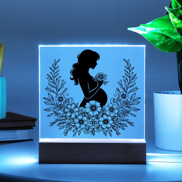 Expecting Mom – Floral Silhouette Art Plaque