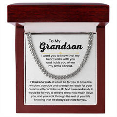 Cuban Link Chain for Grandson – 'Walk with You Always' Inspirational Gift