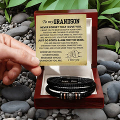 Faith Cross Leather Bracelet for Grandson, Gifts for Him, Bold and Modern Jewelry