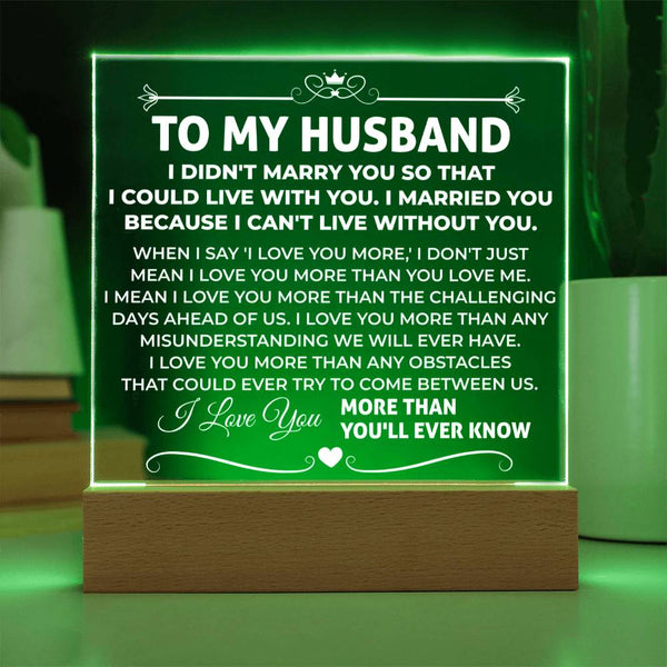 LED Acrylic Plaque for Husband from Wife