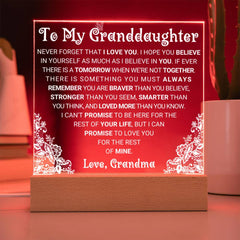 Gift For Granddaughter, Square Acrylic Plaque Gift, Special Way to Celebrate a Granddaughter