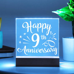 Happy 9th Anniversary Script Sparkle Plaque