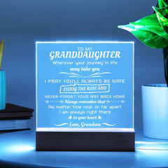 To My Granddaughter, Inspiring Square Acrylic Plaque, Thoughtful Gift for Granddaughter, Square Acrylic Plaque for Granddaughter
