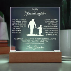 Granddaughter Gift From Grandpa, Elegant Square Acrylic Plaque, Thoughtful Gift for Granddaughter