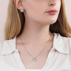 To My Beautiful Granddaughter - Love Knot Necklace With Free Earring Gift Set