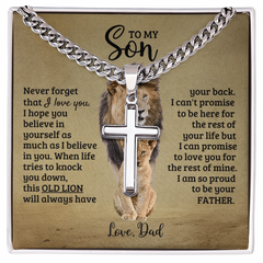 To My Son - I'm So Proud To Be Your Father - Artisan Cross on Cuban Link Chain