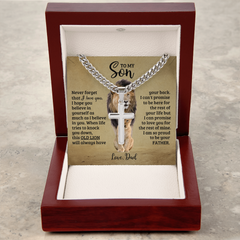 To My Son - I'm So Proud To Be Your Father - Artisan Cross on Cuban Link Chain