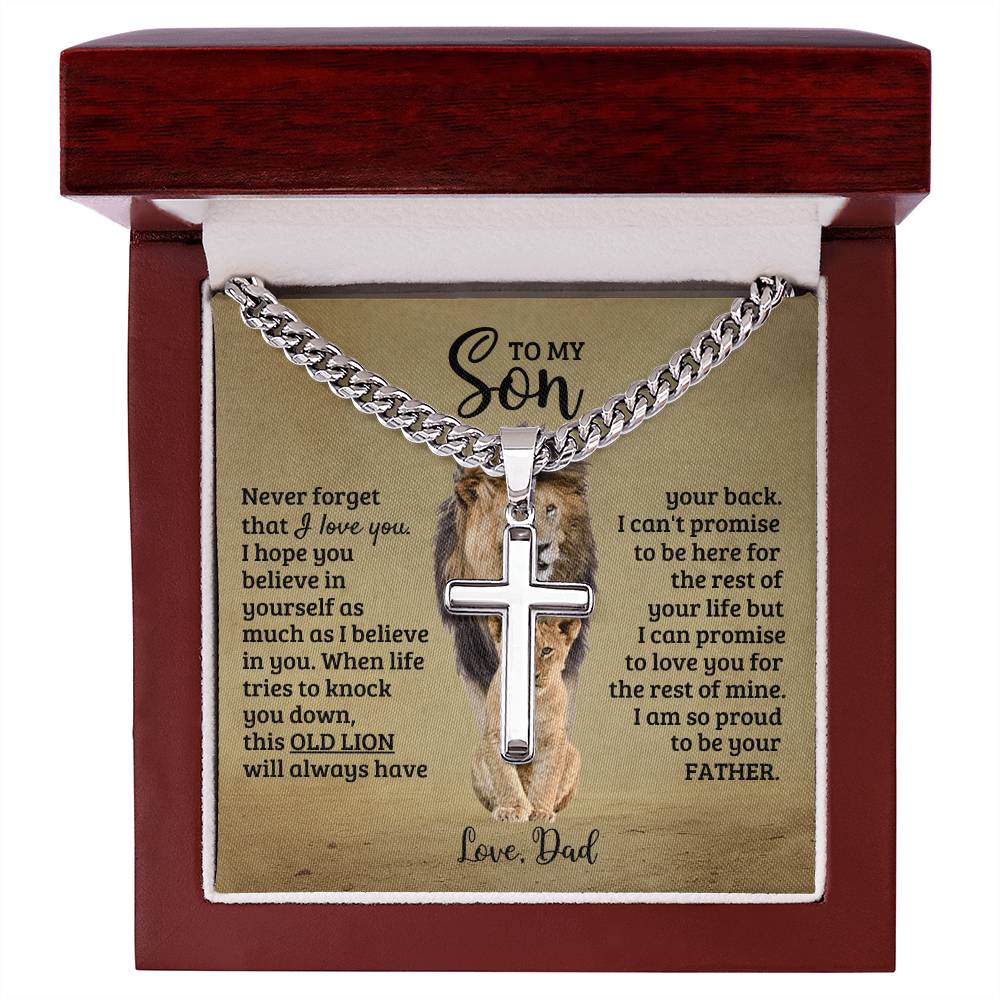 To My Son - I'm So Proud To Be Your Father - Artisan Cross on Cuban Link Chain