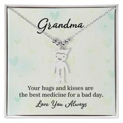 Engraved Kids Charm Necklace For Grandma, Special Jewelry Gift, Symbol Of Love & Family, Grandma Love You Always