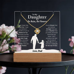 To My Daughter - No Rain, No Flowers - Acrylic with Love Knot Necklace Gift Set