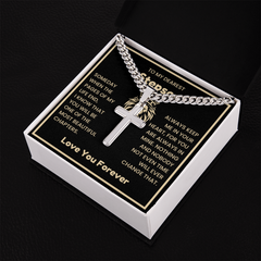 Gift For Stepson, Stepson Cross Necklace, Cuban Link Chain Gift with Inspirational Message