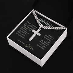 Brother Cross Necklace Gift, Faith-Inspired Gift with Meaningful Message