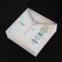 Personalized Grandpa Necklace, Cross Pendant Jewelry, Loving Gift For Grandfather, Engraved Keepsake, Family Appreciation Gift