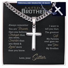 Brother Cross Necklace Gift, Faith-Inspired Gift with Meaningful Message