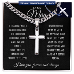 Sentimental Gift for Him, Gold Cuban Link Chain with Love Note, To My Man