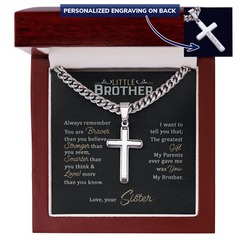 Brother Cross Necklace Gift, Faith-Inspired Gift with Meaningful Message