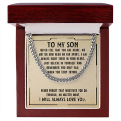 Cuban Link Chain for Son – 'Never Feel Alone' Necklace