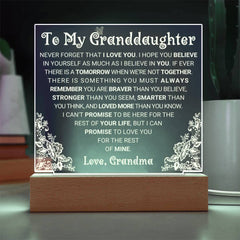 Gift For Granddaughter, Square Acrylic Plaque Gift, Special Way to Celebrate a Granddaughter