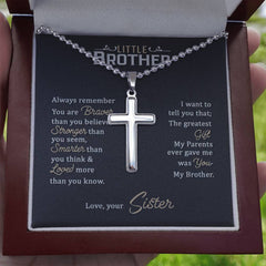 To My Little Brother – Gift from the Heart Cross Necklace