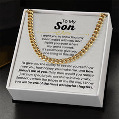 Cuban Link Chain for Son – 'Heart Walks With You' Necklace