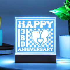 Happy 3rd Anniversary Couple Silhouette Plaque