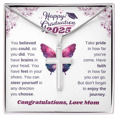 Happy Graduation Cross Necklace – Heartfelt Gift for Daughter from Mom