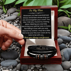 Boyfriend Bracelet Gift, Stylish Leather Wristband with Sentimental Card