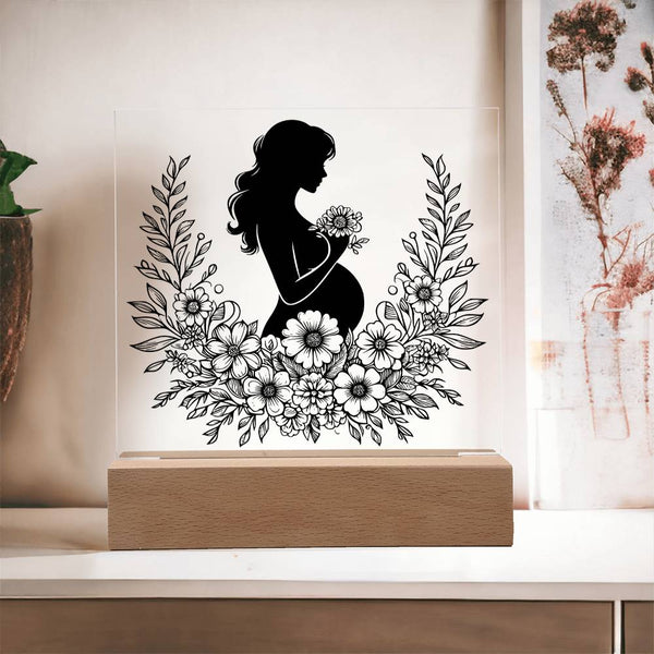 Expecting Mom – Floral Silhouette Art Plaque