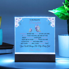 Gift For Daughter From Mom, Gift For Daughter, Acrylic Love Keepsake for Daughter, Special Memory Plaque