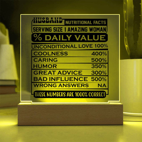 Husband Nutritional Facts – 100% Legendary Plaque