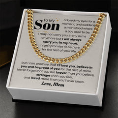 To My Son – 'Always in My Heart' Sentimental Necklace from Mom