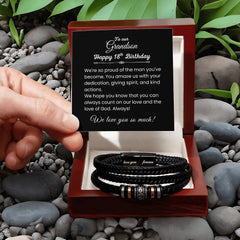 18th Birthday Gift For Grandson, Men’s Cross Leather Bracelet, Birthday Gift for Grandson, Stylish Faith Jewelry