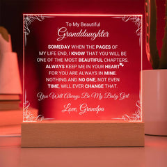 Granddaughter Gift, Square Acrylic Plaque for Granddaughter, Sentimental Gift of Love
