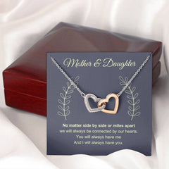 Mother & Daughter Necklace - Interlocking Hearts, Connected by Love