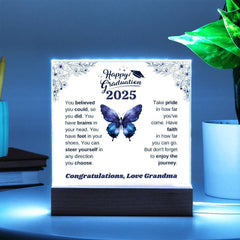 Personalized Graduation Acrylic Plaque for Granddaughter – Inspirational Keepsake Gift