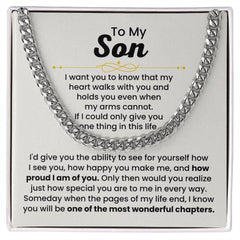 Cuban Link Chain for Son – 'Heart Walks With You' Necklace