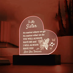 Big Sister Heart Lamp Gift, Custom LED Night Light, Thoughtful Sister Gift, Forever Love Keepsake