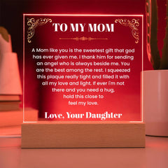 Acrylic Night Light Gift for Mom, Heartfelt Gift with Message from Son, Gift for Mom