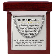 Inspirational Cuban Link Chain for Grandson – 'Chase Your Dreams' Gift