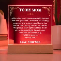 Acrylic Plaque Gift For Mom From Son, Loving Keepsake With Message, Special Gift For Her