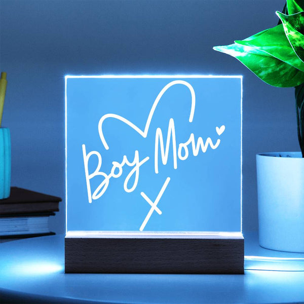 Boy Mom – Heart & Signature Style Plaque