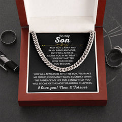 To My Son Necklace - 'Always in My Heart' Cuban Link Chain