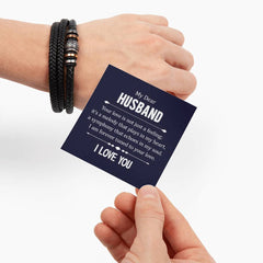 Black Leather Men’s Bracelet, Cross Design with Gift Box & Sentimental Card, Modern Jewelry Gift