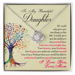 To My Daughter - See Yourself Through My Eyes, Love Mom Necklace Gift