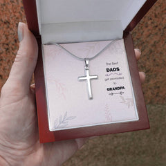 Gift for Grandpa - The Best Dads Become Grandpas Cross Necklace