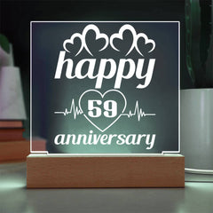 Happy 59th Anniversary – Heart & Pulse Glow Plaque