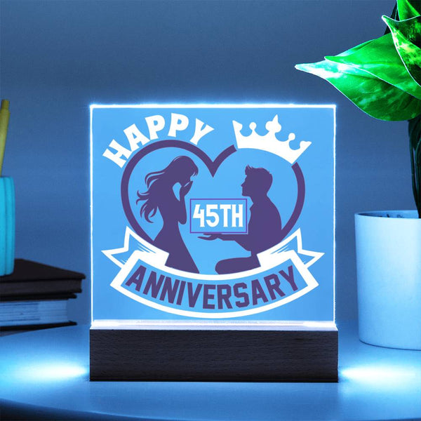 45th Anniversary Crowned Love Display Acrylic Plaque
