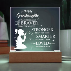 Cherished Granddaughter Gift, Elegant Square Acrylic Plaque, Square Acrylic Plaque for Granddaughter