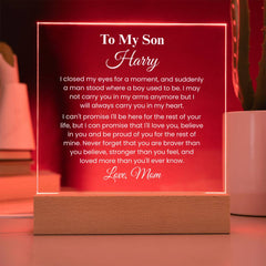 Custom Engraved Acrylic Gift for Son, Inspirational Quote Plaque, Special Occasion Present